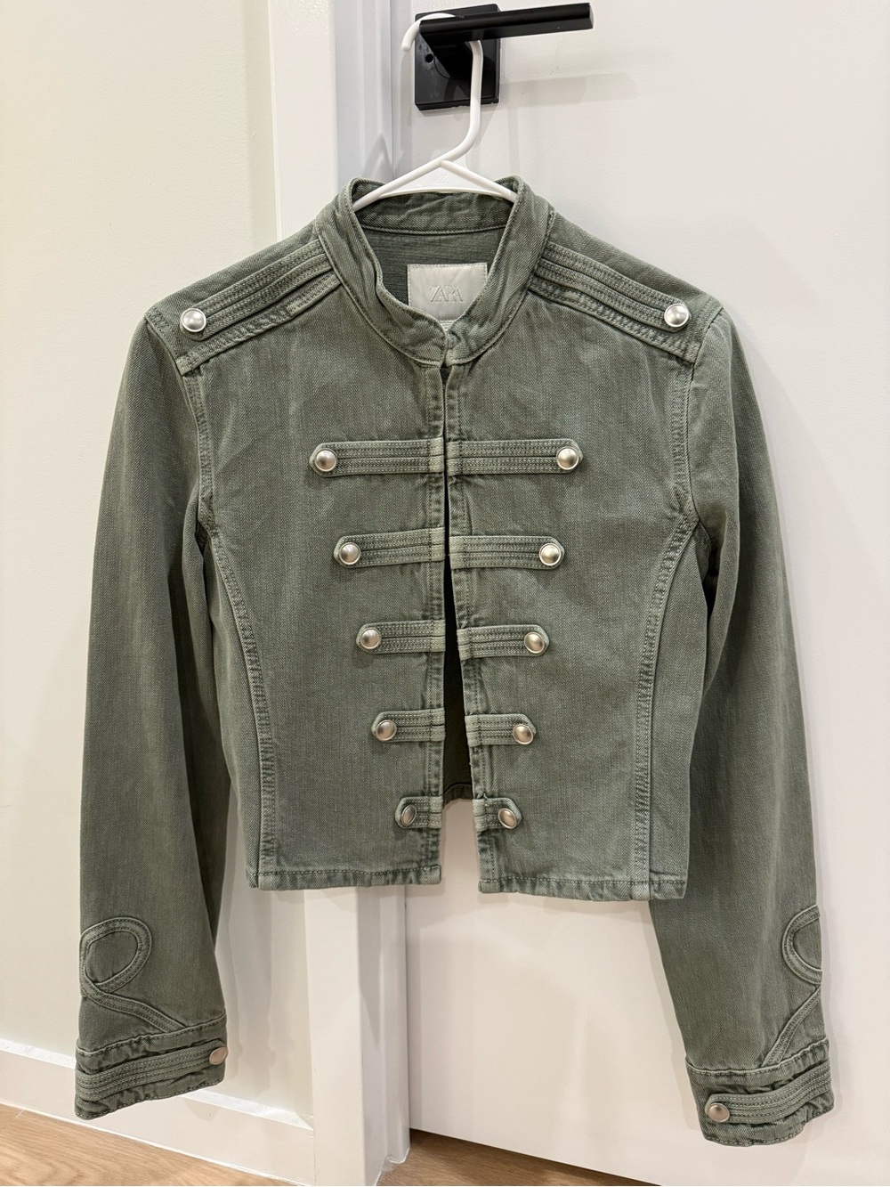 Zara Fitted Button Jacket Women's Green Jacket